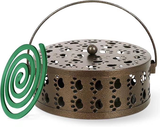 Generic Cute Cat's Claw Mosquito Coil Holder with Handle Metal Fireproof Mosquito Coils Burner Outdoor Camping Use, Brown