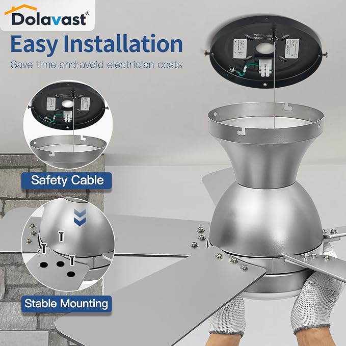Ceiling Fans with Lights, 36 Inch Low Profile Ceiling Fan with Light and Remote Control, Flush Mount, Reversible, 3CCT, Dimmable LED, Quiet, Nickel Ceiling Fan for Bedroom, Kitchen,Office