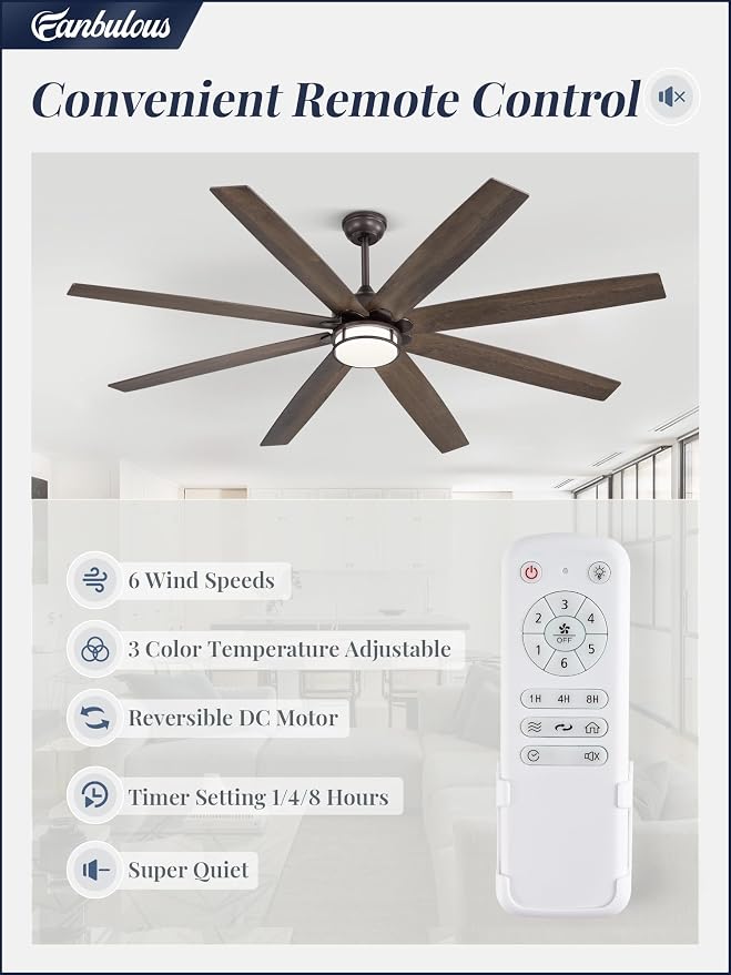 Fanbulous 72 Inch Ceiling Fans with Lights, Large Farmhouse Ceiling Fans with Remote, Oil Bronze Ceiling Fan Fixtures with Bright LED Light for Living Room, Bedroom, Kitchen