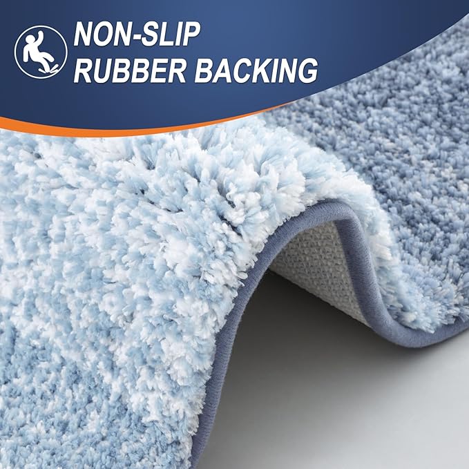 OLANLY Large Bathroom Rugs Mat 47x32, Extra Soft Absorbent Microfiber Bath Rugs, Rubber Backing, Quick Dry, Machine Washable Bath Mats for Bathroom Floor, Tub and Shower, Home Decor Accessories, Blue