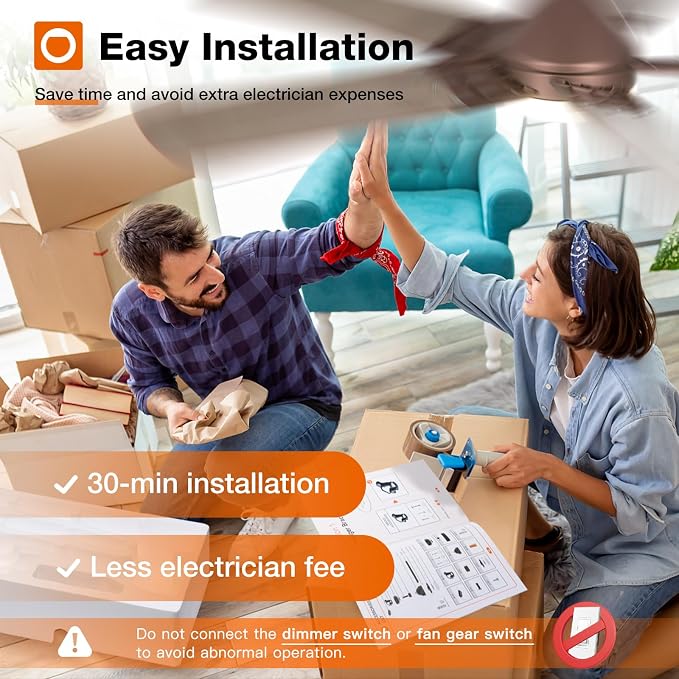 addlon Ceiling Fans with Lights, 52 Inch Low Profile Ceiling Fan with Light and Remote Control, Flush Mount, Reversible, 3CCT, Dimmable, Quiet, Brown Ceiling Fan for Bedroom Indoor/Outdoor Use
