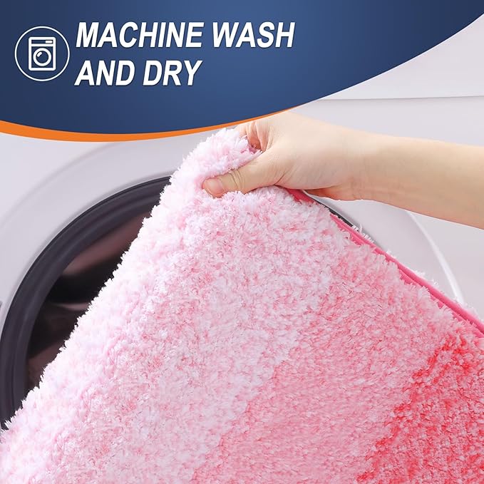 OLANLY Large Bathroom Rugs Mat 40x24, Extra Soft Absorbent Microfiber Bath Rugs, Rubber Backing, Quick Dry, Machine Washable Bath Mats for Bathroom Floor, Tub and Shower, Home Decor Accessories, Pink