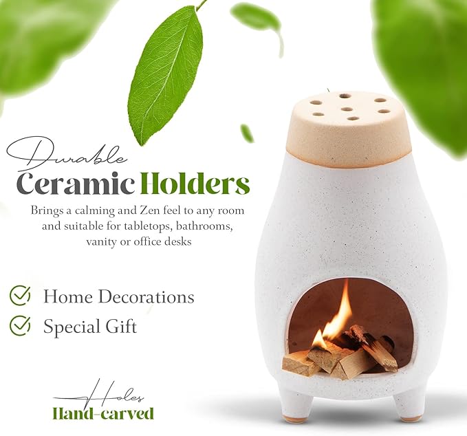Palo Santo Sage Incense Holder I Meditation Gift Ceramic Décor Bowl Witchcraft Supplies Smudge Bowl I Elegant Burner for Spiritual Cleansing and Meditation Sessions