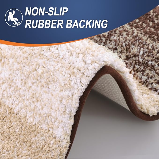 OLANLY Bathroom Runner Rugs Mat 44x24, Extra Soft Absorbent Microfiber Bath Rugs, Rubber Backing, Quick Dry, Washable Long Bath Mats for Bathroom Floor, Tub and Shower, Home Decor Accessories, Brown