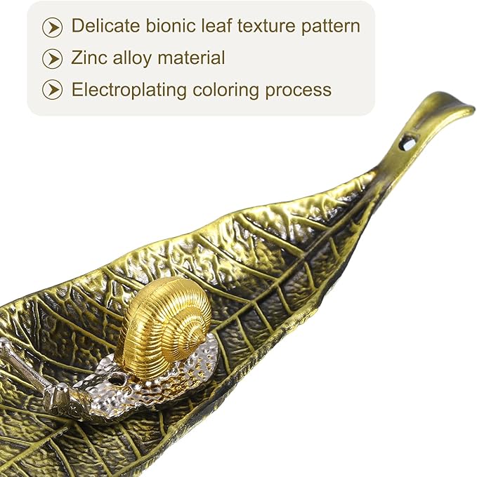 uxcell Incense Holder Set, Leaf and Snail Incense Burner, Incense Ash Catcher, Modern Stick Incense Holder for Yoga, Meditation, Home, Office, Copper