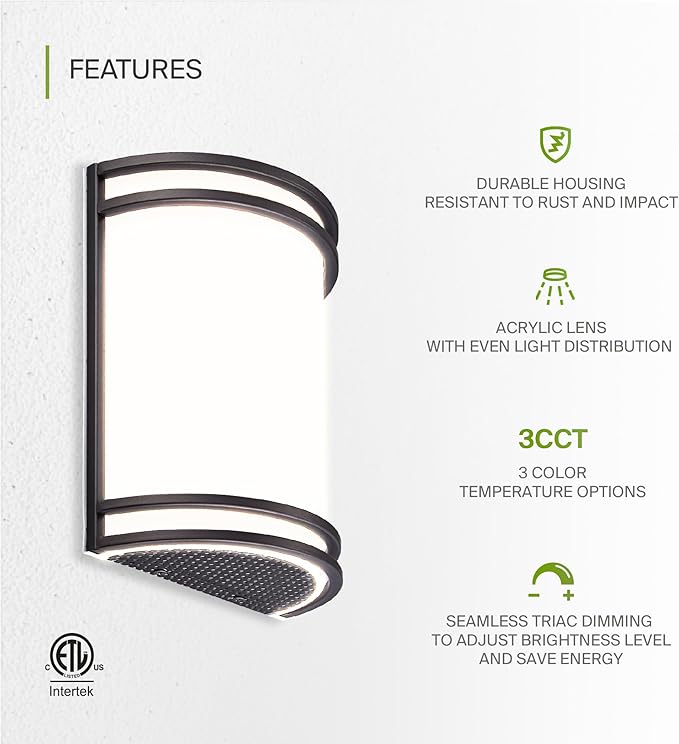ASD Indoor LED Wall Sconce Lights - 10 Inch 15W Bronze Modern LED Wall Sconces Hardwired - ETL Dimmable 3000K 4000K 5000K Adjustable Sconce Light Fixture for Bedroom, Hallway, 4 Pack