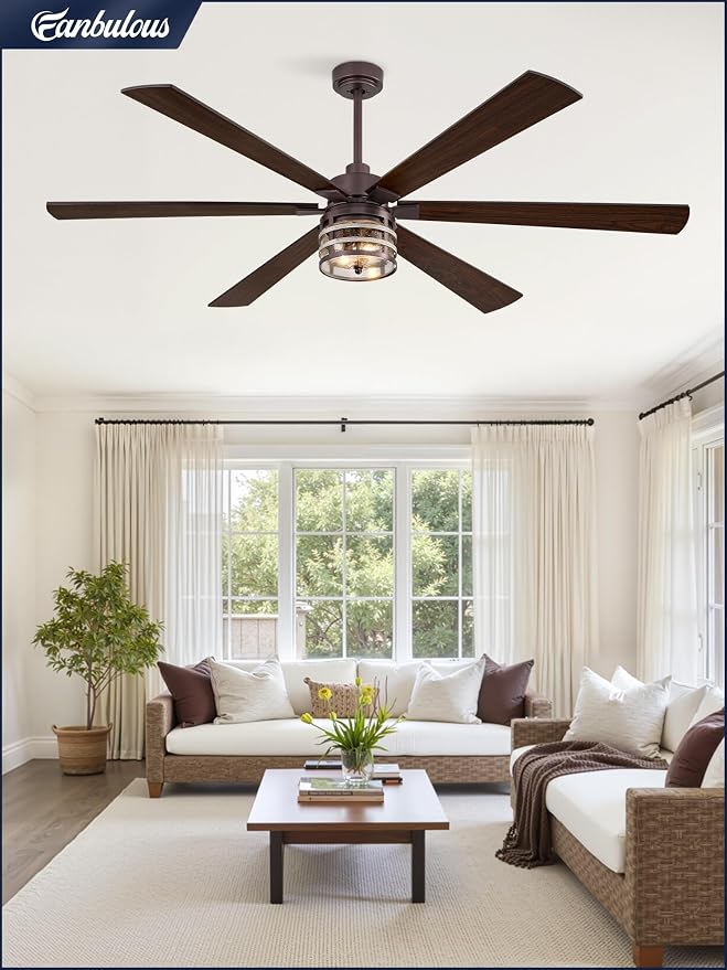 Fanbulous 72" Large Farmhouse Ceiling Fan with Light & Remote,Oil Bronze | Powerful 6-Speed Reversible DC Motor, Industrial 6 Dual Finish Blades, Ideal for Living Room, Bedroom, Patio, Garage