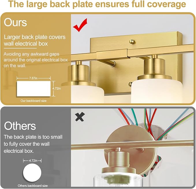 Indoi 4-Light Bathroom Light Fixtures, Brushed Gold Modern Vanity Lights with Milky White Shades, Bathroom Wall Lamp for Mirror Living Room Cabinet Bedroom Porch