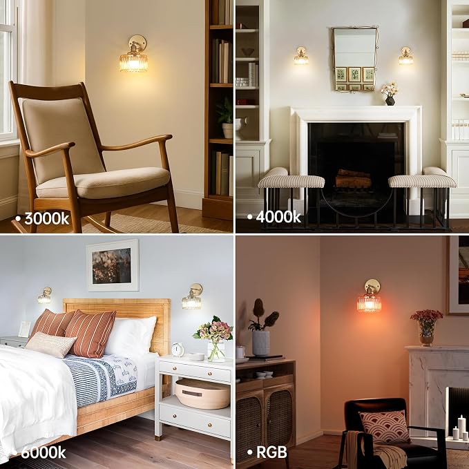 Shenmoyl Vintage Battery Operated Wall Sconce with Amber Striped Glass Lampshade 5000 mAh Rechargeable Battery Powered Wall Light with Remote Control for Bedside Bedroom Doorway