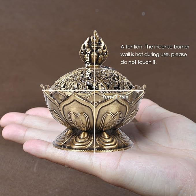 Lotus Incense Burner Holder Cone Incense Holder 9 Holes Vintage Incense Burner Cover for Stick and Cone Incense(Bronze)
