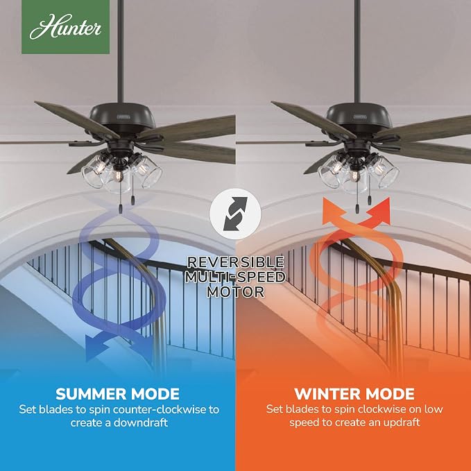 Hunter Dondra, Indoor, Ceiling Fan, with LED Lights, 60 inch, Noble Bronze