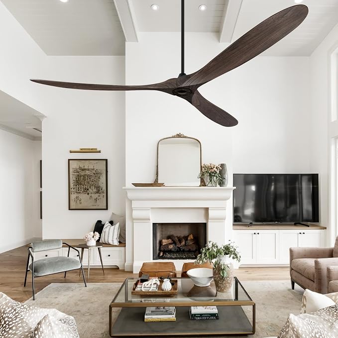 Eliora 88" Ceiling Fans Without Lights, Wood Ceiling Fan no Light with Remote, Large Outdoor Ceiling Fan for Patio, Porch, Bedroom, 6 Speed, Quiet DC Motor, ETL Listed-Deep Brown