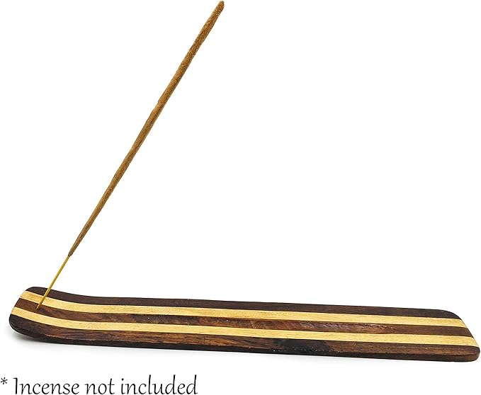 Wood Incense Holder for Sticks - Two Tone Wooden Tray for Incense Sticks - 10" Long, Smooth Finish - for Meditation Accessories, Boho Room Decor, Witchcraft Supplies, Spiritual Gifts