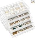 ProCase Earring Holder Organizer Jewelry Box with 5 Drawers, Acrylic Clear Earring Case with Adjustable Velvet Trays for Women - Warmwhite,5 Layers