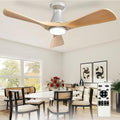 Depuley 42-Inch Ceiling Fans with Lights: Wood 3 Blade Flush Mount Low Profile Ceiling Fan for Bedroom - Dimmable Indoor Outdoor Fan with Remote Control Ultra Quiet DC Motor Timer