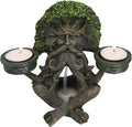 Ebros Gift Mystic Forest Celtic Greenman Tree Man God Ent Meditating Waterfall Smoke Backflow Incense Cone Burner and Double Votive Candleholders Figurine Horned God Tree of Life