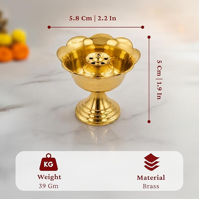 Spillbox Brass Incense Stick Holder Stand | Holder | Burner with Ash Catcher Agarbatti | Batti Stand | Plate | Dhup | Dhoop Best for Puja | Pooja Your Mandir Home & Office Decoration - Rose Agarbatti