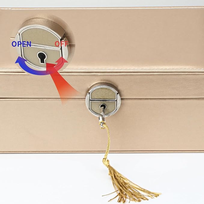 BOOVO Large Jewelry Boxes For Women (Champagne, 4 layer) | 4 Layers Jewelry Organizer Box With Cosmetic Storage Drawer, Necklace Ring Jewelry Organizer Box