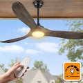 Haipeel 52 Inch Farmhouse Rustic Ceiling Fans with Lights, Dimmable Solid Wood Outdoor Ceiling Fan with Light and Remote Control 3 Blades Propeller Ceiling Fans for Patios Indoor Bedroom, Deep Brown