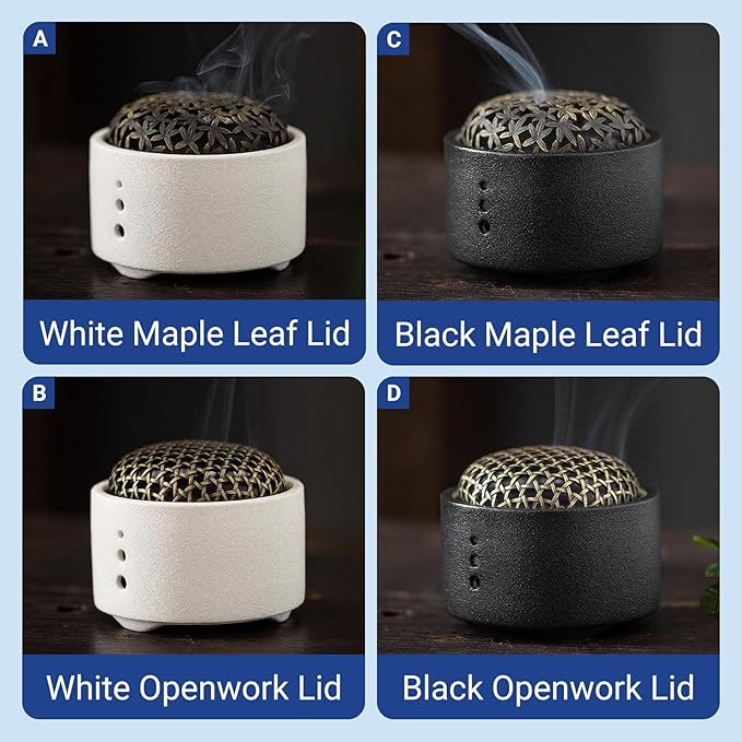 Incense Burner,incense Burner Holder with Lid,ceramic Incense Burners,incense Burner+incense Holder+fireproof Cotton+tweezers,smudge Bowl for Meditation Yoga,aromatherapy for Home Decor, Office