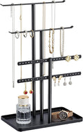 pickpiff Black Jewelry Organizer: 14.5" Sturdy Stand for 80 Pcs Jewelry