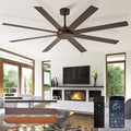 Depuley Large Ceiling Fan without Light: 72 Inch Indoor/Outdoor Fan Reversible DC Motor 6 Speed - Dual 8 Blades Big Ceiling Fans with No Light for Living Room Covered Patio, Brown