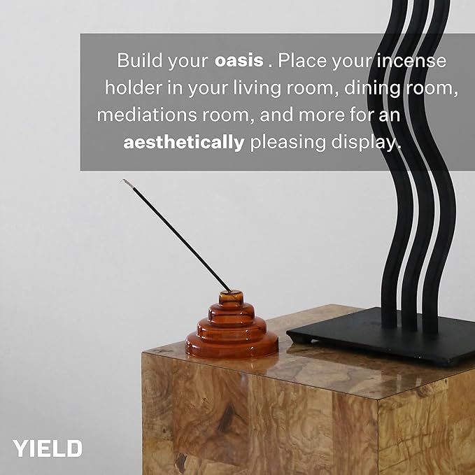 Yield Meso Glass Incense Holder - Clear - Premium Quality Glass Incense Stick Holder - Ideal for Aromatherapy, Meditation, Yoga – Ornamental Piece for Home, Office Décor
