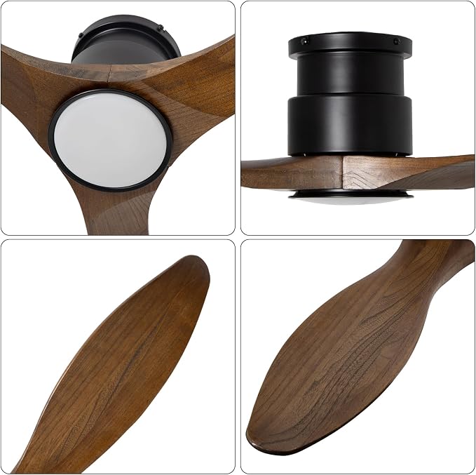 52'' Ceiling Fan with Lights and Remote, Amber Wood Ceiling Fans