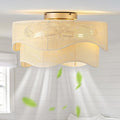 Flush Mount Ceiling Fan with Lights, 20" Low Profile Boho Ceiling Fan with Light Remote Control, Caged Rattan with 6 Speeds for Bedroom, Nursery, Living Room