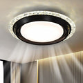AHAWILL 19.29'' Bladeless Ceiling Fan with Light,Modern Crystal Ceiling Fan with Remote Control,Enclosed Flush Mount Fandelier,6 Wind Speed,Dimmable LED,Black,for Bedroom Kitchen Dining Room