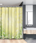 Ambesonne Flower Stall Shower Curtain, Blossom Field with Fresh Grass Soft Springtime Blurred Illustration, Fabric Bathroom Decor Set with Hooks, 54" W x 78" L, Yellow Green