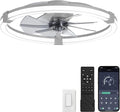 LEDIARY Ceiling Fans with Lights, 23 Inch Low Profile Ceiling Fan with Remote, 6 Speeds, Reversible, Dimmable Flush Mount Fan Light, Modern Fandelier Ceiling Fan with Lights for Bedroom, Grey