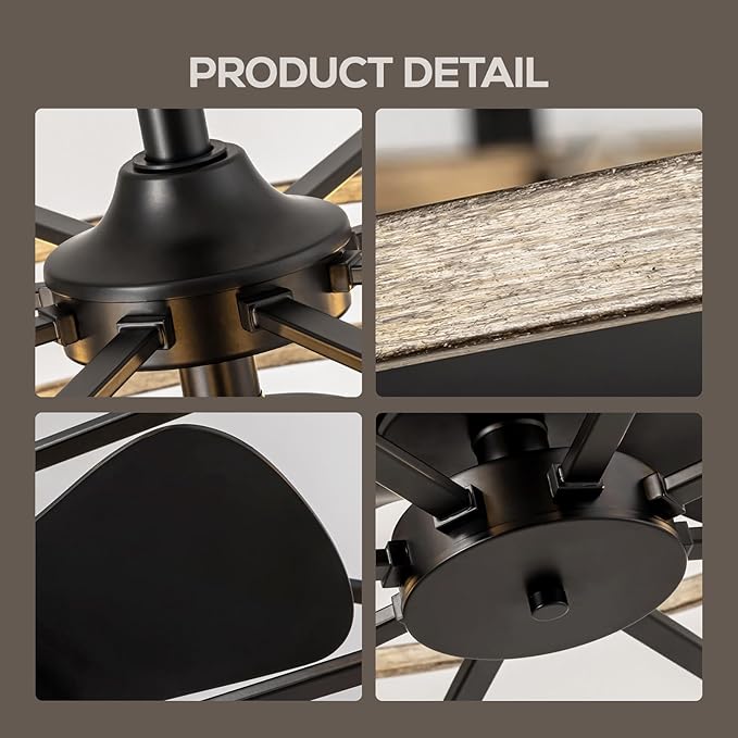 NOXARTE 30 Inch Caged Ceiling Fan with Light, Bladeless Farmhouse Ceiling Fan with Remote 6 Speed Reversible Industrial Fandelier for Living Room Bedroom Kitchen