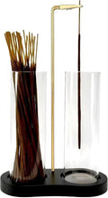 Incense Holder, Black Incense Sticks Burner Holder with Storage,Hang Upside Down Incense Holder for Sticks with Glass Ash Catcher for Meditation Yoga Spa Room Decor (Black)