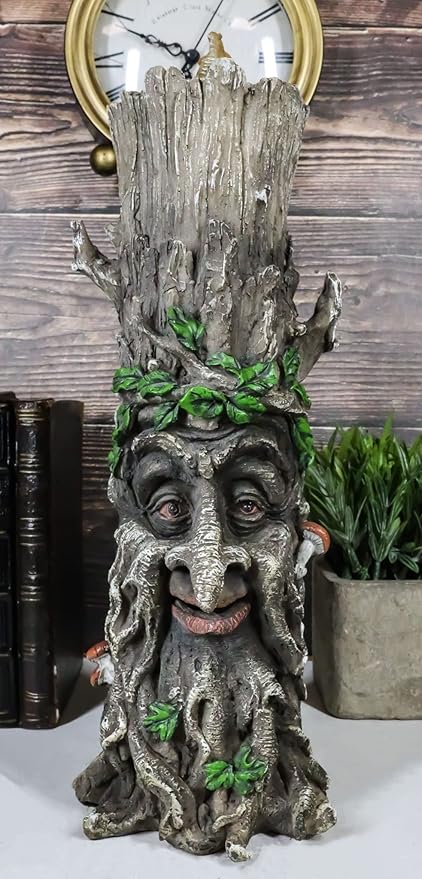 Ebros Gift Whispering Hollows Mystery Forest Celtic Greenman Tree Man God Ent Waterfall Stick Incense Burner Aroma Scent Holder Pillar Tower Figurine Horned God Tree of Life Mystical Creature