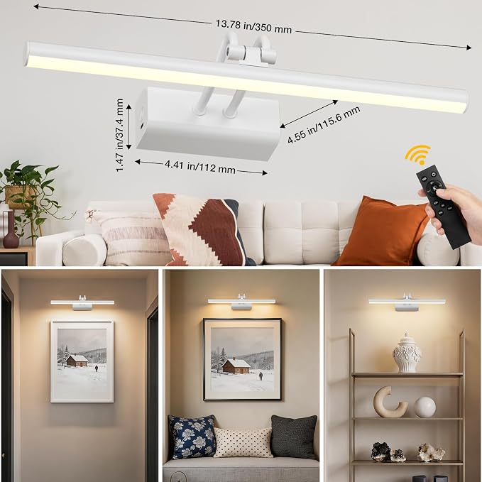 Battery Operated Picture Light for Wall, White