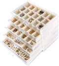 Frebeauty Acrylic Jewelry Box for Earring,Jewelry Organizer with 5 Drawers | 61 Jewelry Storage Grid for Rings Stud Bracelet,Transparent Appearance,Earring Holder Organizer for Women,Velvet Lining