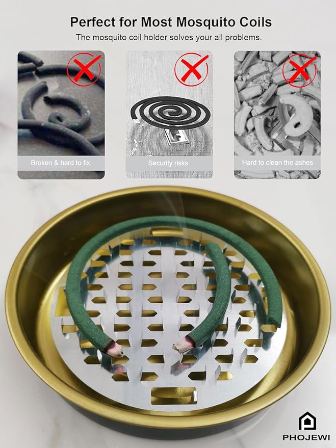 Mosquito Coil Holder, 2 Pack Metal Mosquito Repellent Coil Holder with Lid Emerald Portable Incense Coil Burner for Outdoor Camping Patio Party (Emerald)