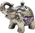 Hourwof Metal Elephant Incense Holder,Vintage Cone Coil Incense Burner with Lid,Ash Catcher,Aromatherapy Ornament Home Office Decor (Purple)