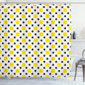 Ambesonne Polka Dots Shower Curtain, Symmetric Rounds and Playful Cultural Motif Vintage Circles Retro 30s Themed Nostalgic, Cloth Fabric Bathroom Decor Set with Hooks, 69" W x 75" L, Yellow White