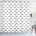Ambesonne Ocean Shower Curtain, Hand Drawn Sketchy Sealife School of Fish and Whales with Dolphins Work of an Illustration, Cloth Fabric Bathroom Decor Set with Hooks, 69" W x 84" L, Charcoal White