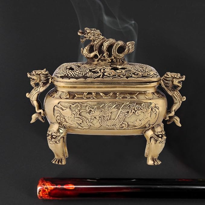 Charcoal Incense 1Pc Incense Holder Antique Bronze Copper Chinese Dragon Incense for Home Decoration