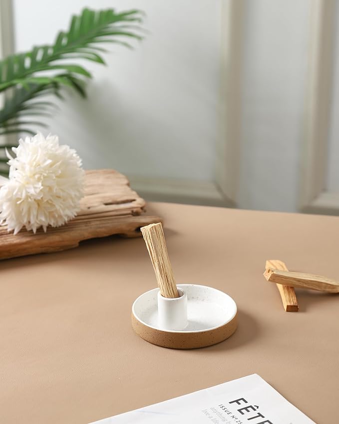 Palo Santo Holder, Ceramic Incense Holder for Palo Santo Sticks, Scent Wood Stand and Ash Catcher, Simple, Sturdy and Well Made Incense Burner, Modern Terracotta