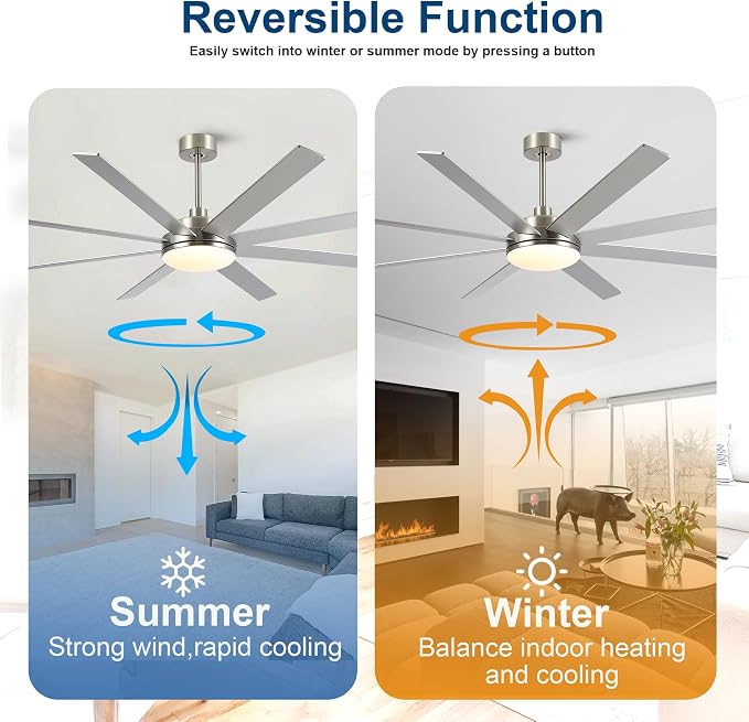 72 Inch Ceiling Fans with Lights and Remote Control, Brushed Nickel | Wooden Blades,Reversible Quiet DC Motor, 6-Speed, 3CCT Dimmable LED, Timer for Living Room, Bedroom, Office