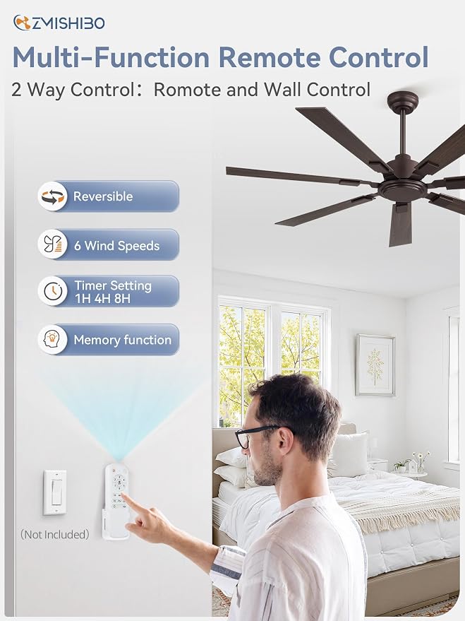 ZMISHIBO 60“ Ceiling Fans No Light with Remote, Bronze Farmhouse Ceiling Fan Without Light, Quiet Reversible DC Motor 6 Speeds, 7 Blades Indoor/Outdoor Ceiling Fan for Living Room Bedroom Patio Garage