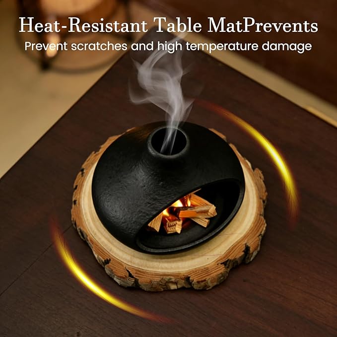 Palo Santo Holder Ceramic Incense Burner - Ash Catcher for Palo-Santo Sticks, Sage Bundles, Incense Cones, Fireplace Style Smudge Bowl for Meditation Yoga Home Decor - Black