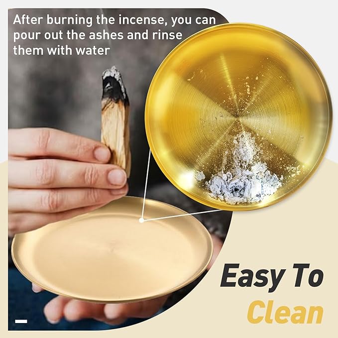 Incense Holder 5.5 inches, 5 in 1 Incense Burner, Palo Santo Holder, Sage Holder, Incense Holder for Sticks/Coil Incense/Incense Cones, Brass Insence Sticks Holder Meditation Accessories for Yoga Room