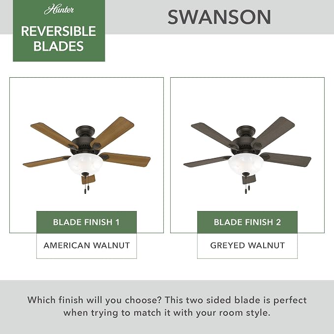 Hunter Swanson, Indoor, Ceiling Fan, with LED Light, 44 inch, New Bronze
