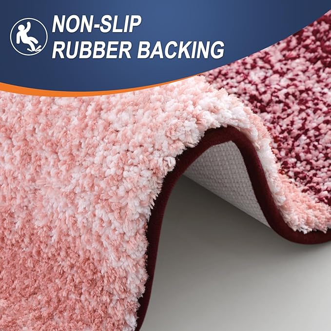 OLANLY Bathroom Runner Rugs Mat 47x24, Extra Soft Absorbent Microfiber Bath Rugs, Rubber Backing, Quick Dry, Washable Long Bath Mats for Bathroom Floor, Tub and Shower, Home Decor Accessories, Red