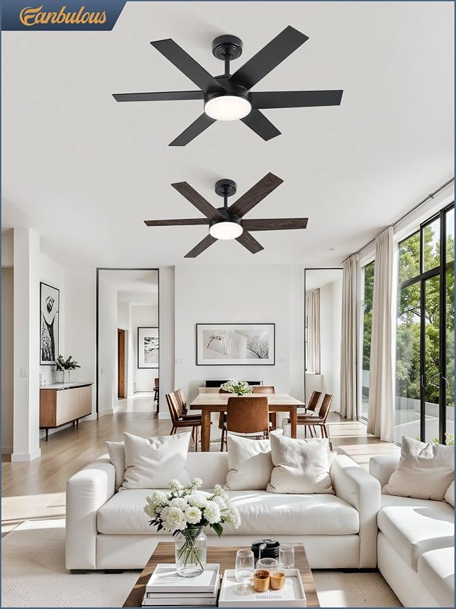 Fanbulous 42'' Ceiling Fan with Lights and Remote, Reversible 6 Blades & Dimmable 3-Color Modern Fan for Patios, DC Motor Large Ceiling Fan for Indoor or Outdoor, Black
